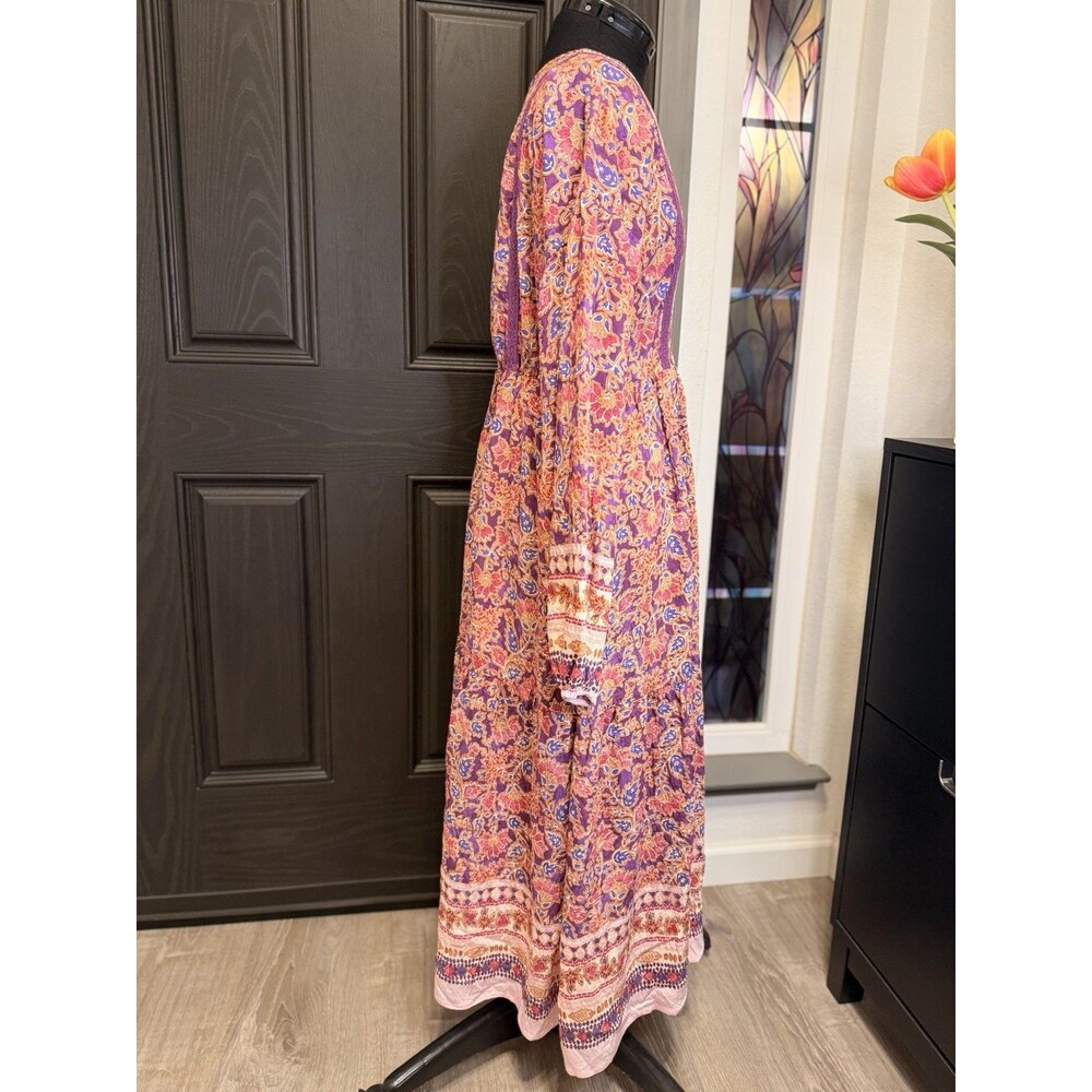 VERY J Floral Printed Boho V-Neck Balloon Sleeve Dress Size M NWT - Picture 5 of 7